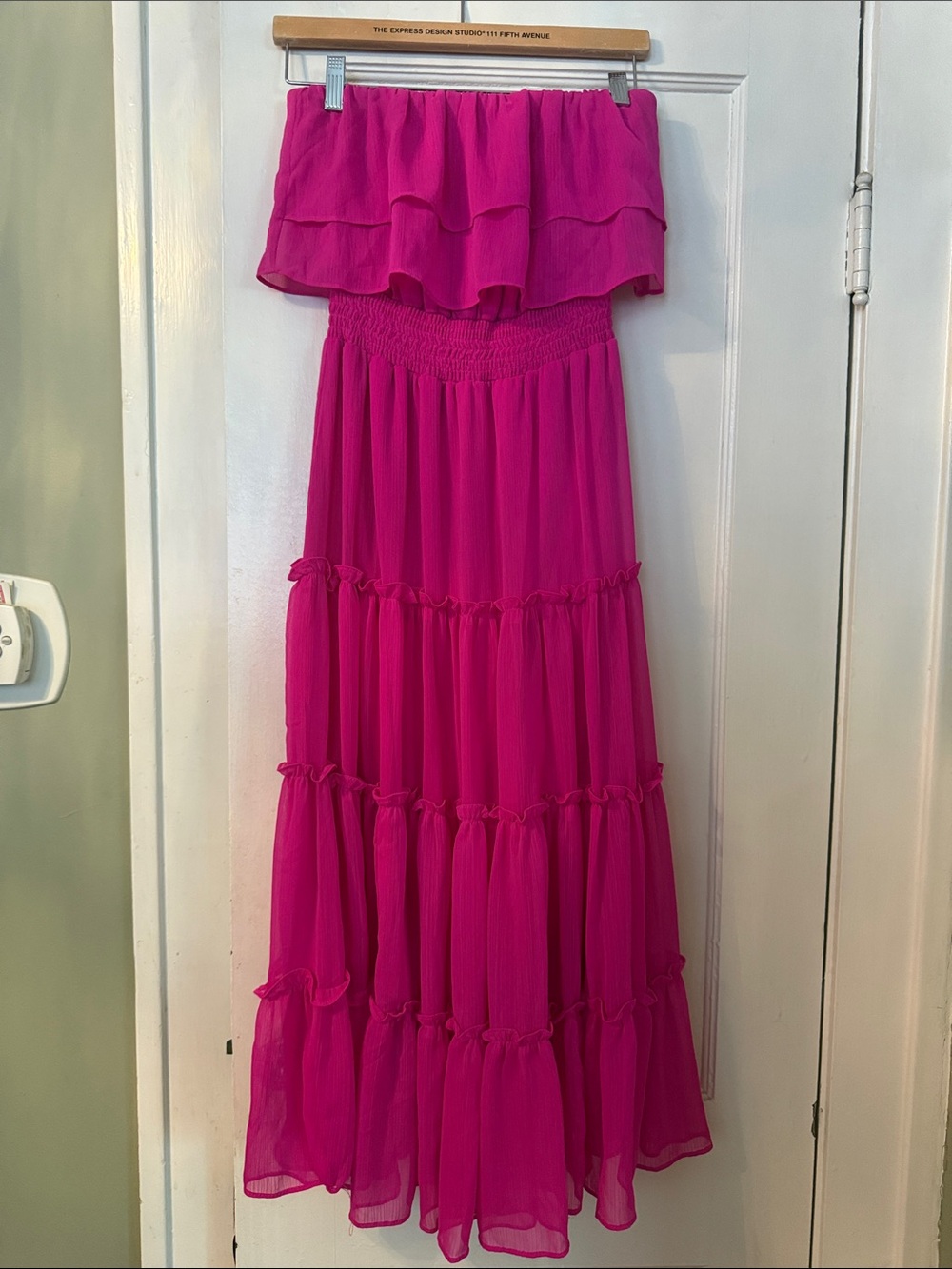 Strapless Tiered Maxi Dress in Vibrant Fuchsia